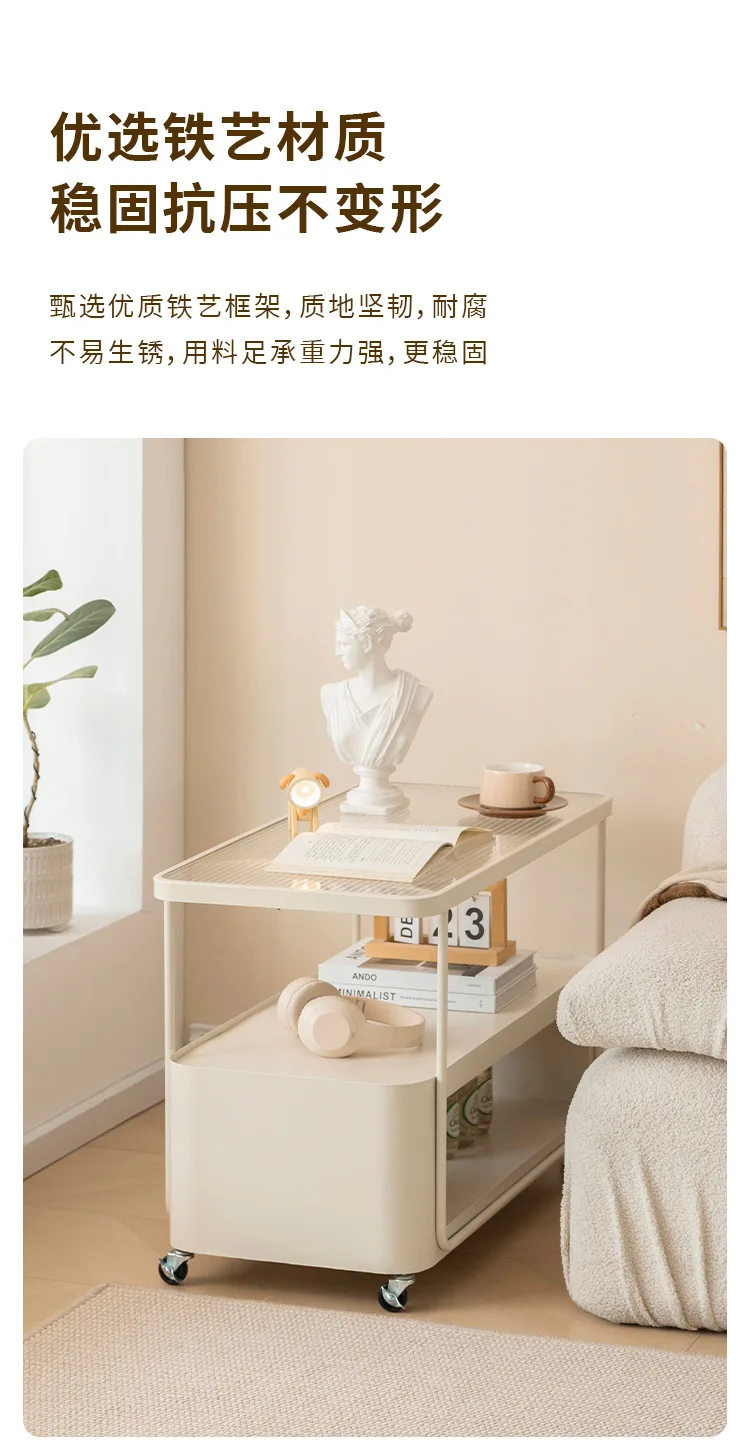 Wrought iron metal sofa side bedside table source manufacturer cream wind movable bedside table small coffee table