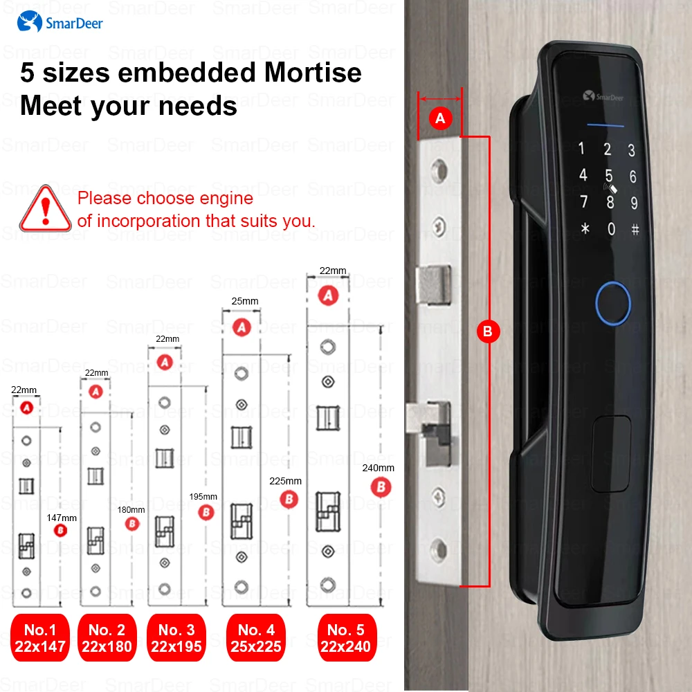 SmarDeer Smart Lock for Tuya lock wifi Biometric Fingerprint Lock Keyless Entry via Fingerprint/Password/Card/App