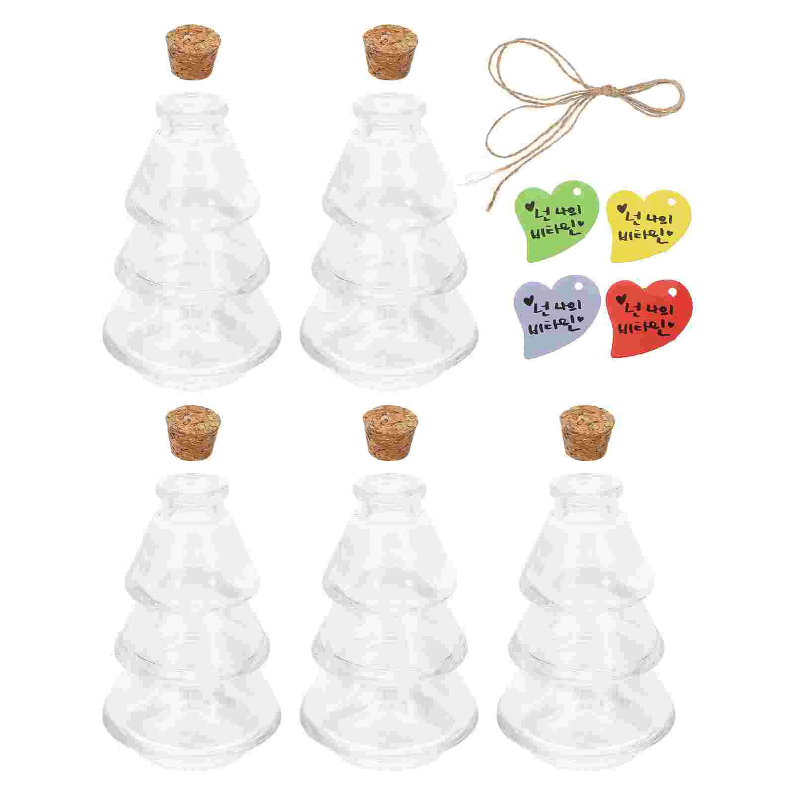 5 Pcs Drifting Bottle Cork Wishing Bottles Transparent Perfume Container Small Glass Jar