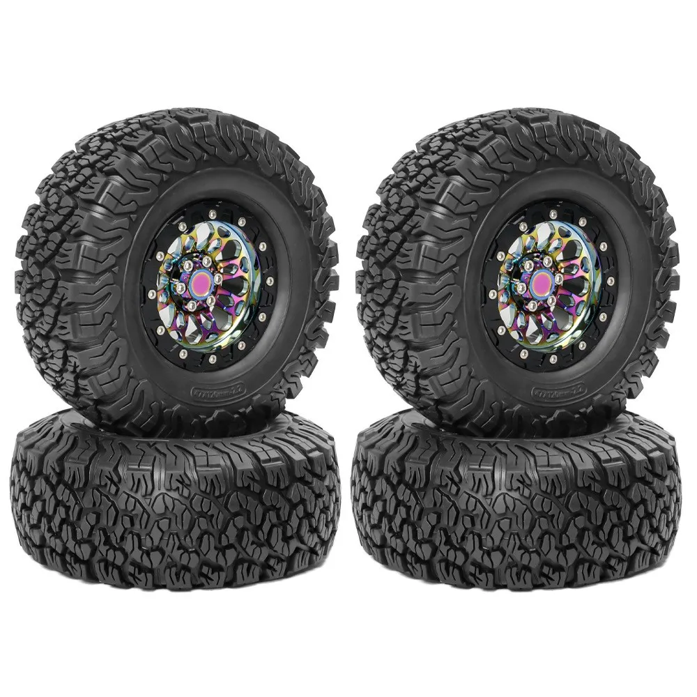 

120 мм 2,2-дюймовый радиоуправляемый альпинистский автомобиль, имитация алюминиевого сплава, красочные колеса + резиновые колеса для 1/10 SCX10 TRX4, автомобильные аксессуары