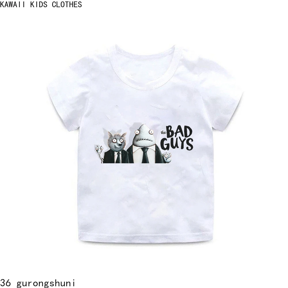 Mostra infantil The Bad Guys T-Shirt, Mr. Wolf, Cartoon Short Shirts, Tops de verão, Roupa infantil, Menino, Meninas, T-shirt, Roupas, 2022