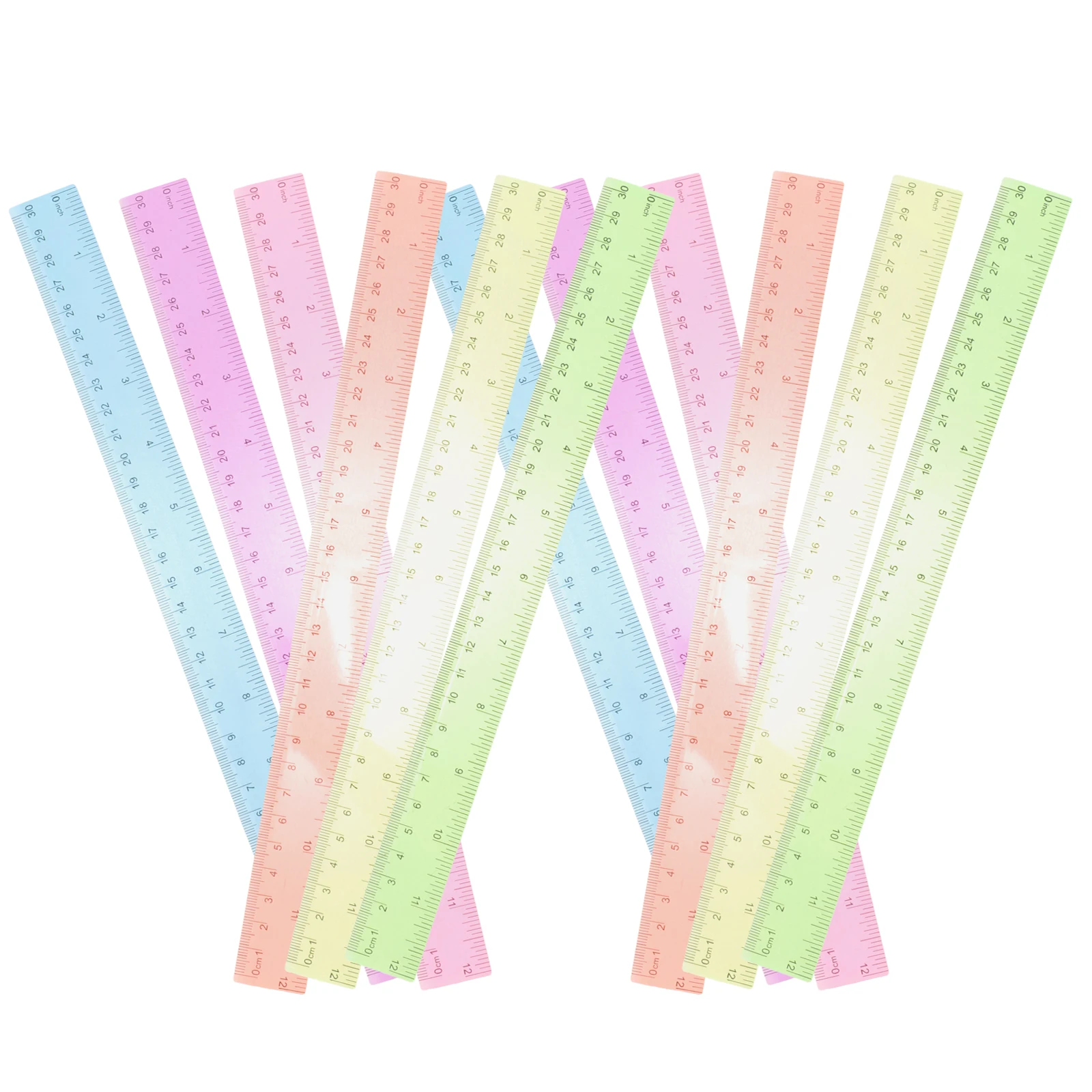 

12 pcs Colorful Transparent Rulers Plastic Measuring Tools with Centimeters Inches for Kids Students Classroom Home Office