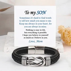 To My Son Bracelet Friend Gift From Mom Metal Knot Bracelet Stainless Steel Eternal Love and Bond Gift With Box