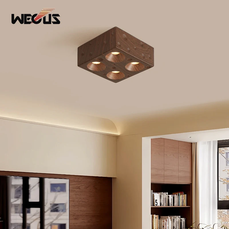 

WECUS Vintage LED Ceiling Light Square Cheese Creme Style Bedroom Living Room Anti-glare Downlights Hallway Balcony Aisle Lamps