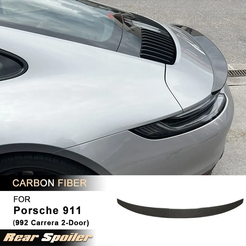 

Автомобильный задний спойлер багажника, крылья для Porsche 911 992 Carrera 2-дверный 2019 2020, задний спойлер, багажник, крыло, комплект кузова, Prepreg Dry Carbon