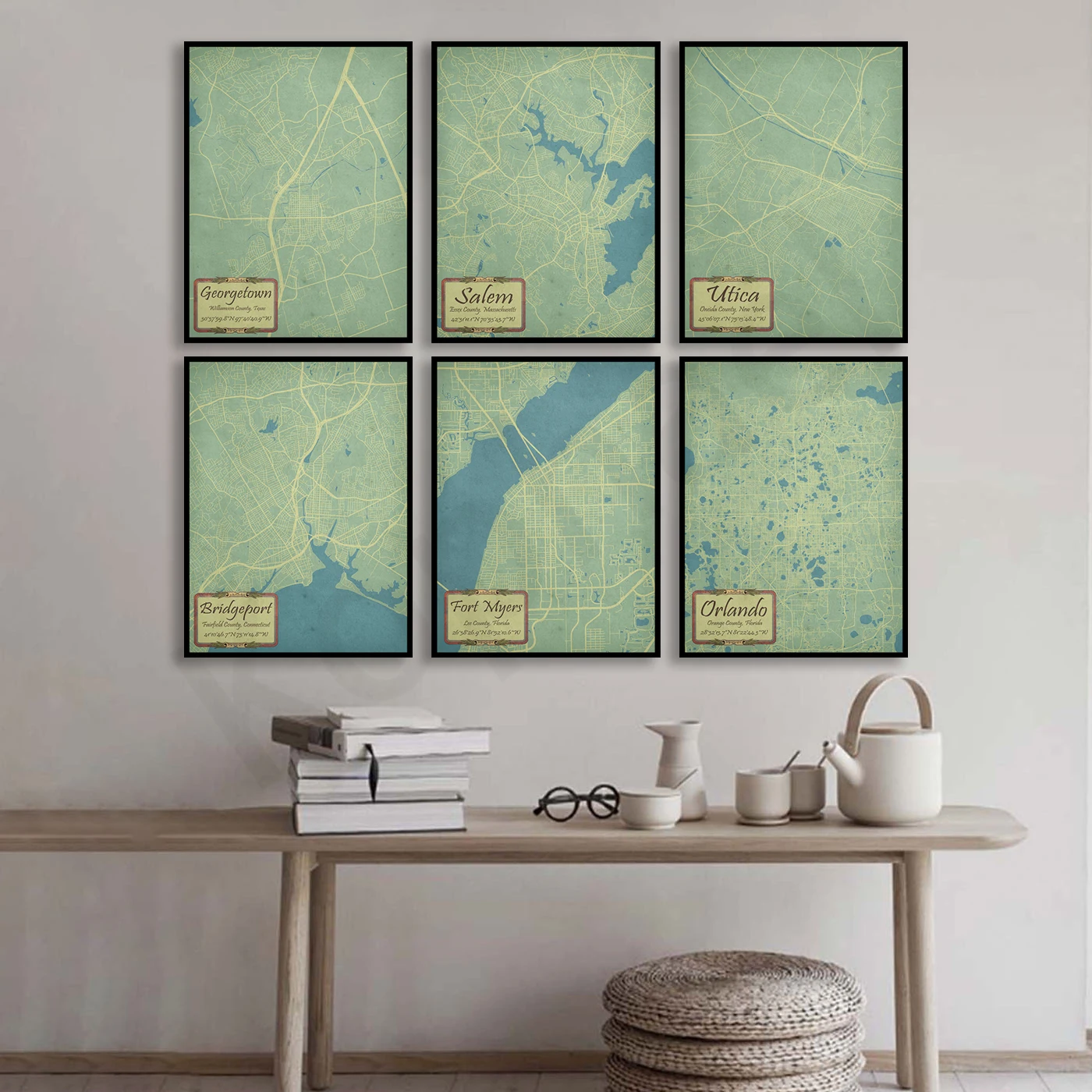 Orlando Myers Bridgeport Rock Hill Pittsfield Salem Utica Wilmington St. Lucie Georgetown Florence Worcester. City Map Poster