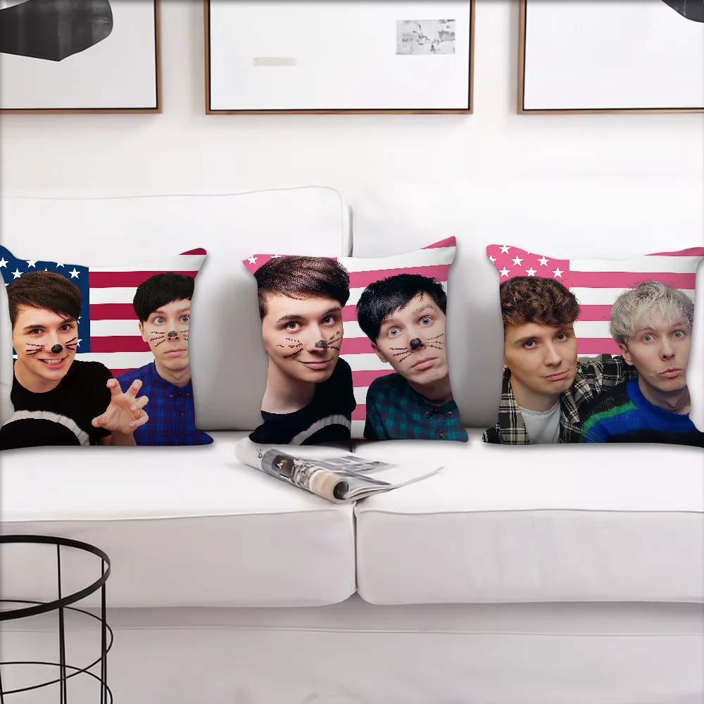 Funny Meme D-Dan and P-PhilS American Flag Cushion Cover For Pillow Printing Sofa Decoration Home Shop Office Nordic Simplicity