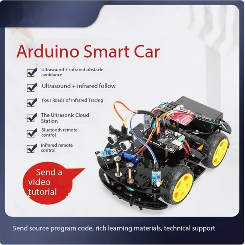 Suitable For Programming Education, Four-way Tracking and Obstacle Avoidance Smart Car Kit