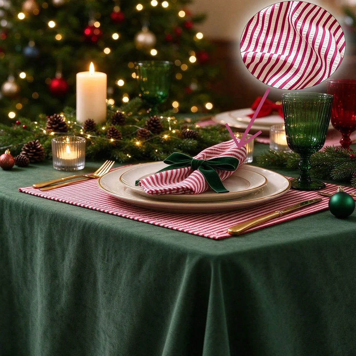 2/6/12PCS Classic Striped Napkins Soft and Skin friendly, Suitable for Christmas and Holiday Party Table Decoration