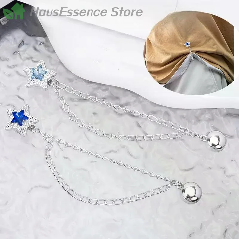 ※2pcs Multi-Function Magnetic Clothing Clamp With Chain Metal Buttons Clothes Scarf Trouser Legs Cuff Fixing Magnet Pin