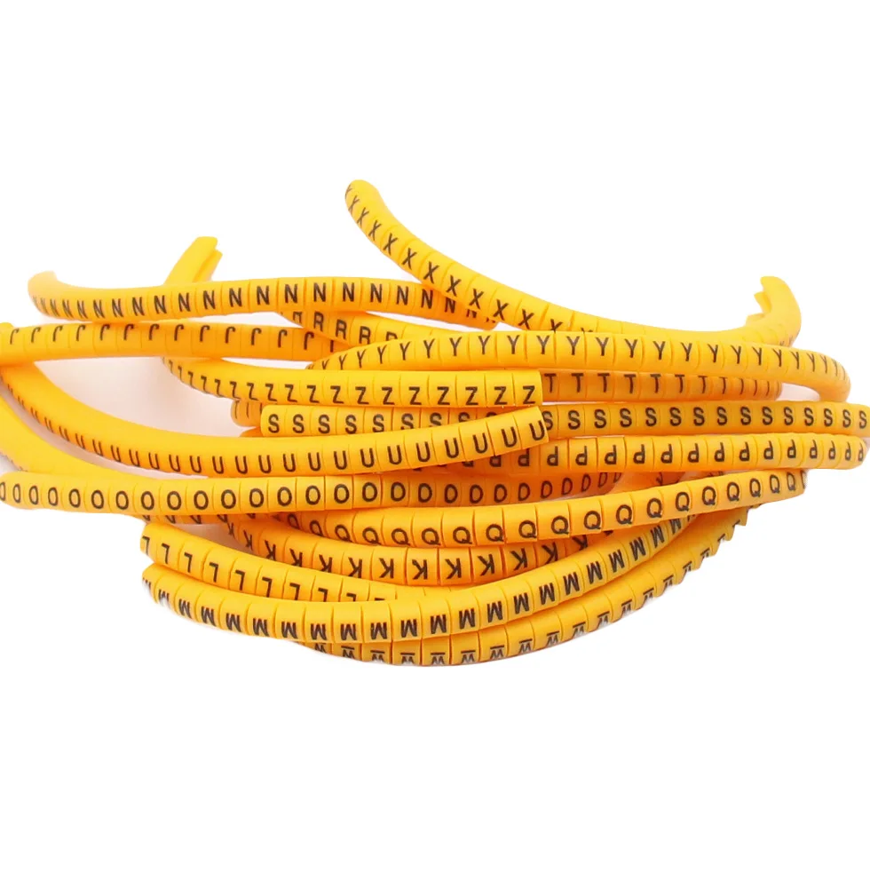 EC-0,EC-1,EC-2,EC-3 ( A-Z ) 650PCS (Each20pcs ) yellow Cable Markers Letter 6sq.mm A to Z  X for wire diameter Cable Markers