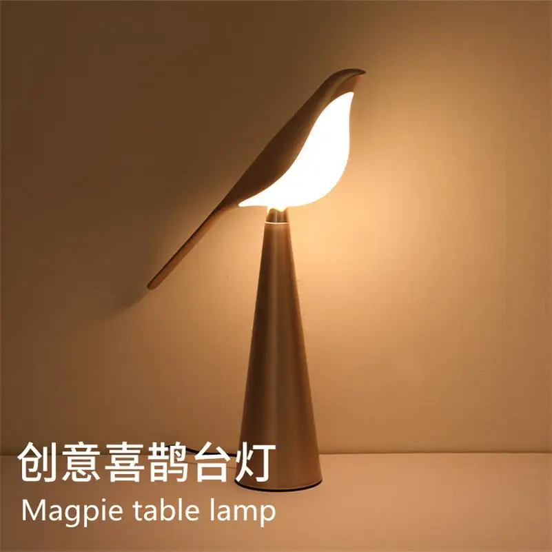 Magpie Bird Model Eyes Protection LED Table Light Student Dormitory Bedroom Reading Study USB Dimmable Desk Lamp Night Lighting