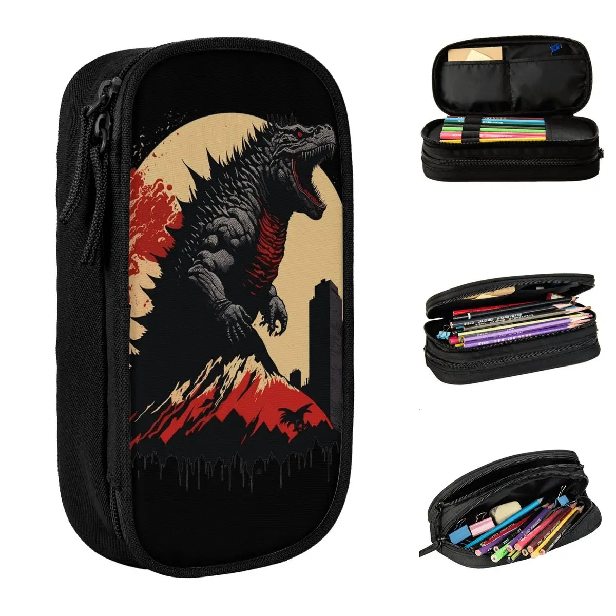 Monster Godzillaed Pencil Cases Pencilcases Pen Box for Student Big Capacity Bag School Supplies Zipper Stationery