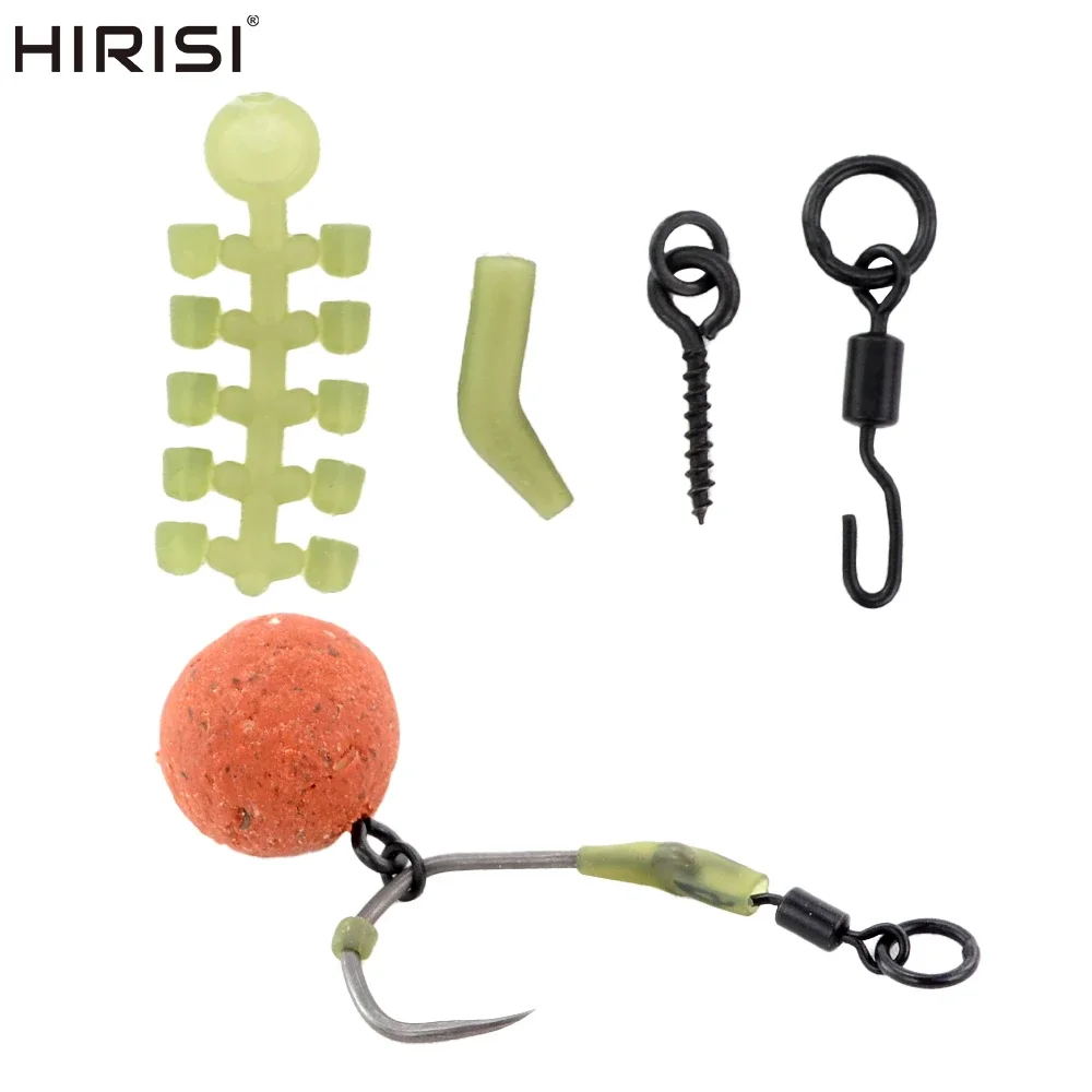 Hirisi 10set Carp Fishing Swivel Quick Change 20pcs Rubber Beads for Fish Hook Fishing Anti Tangle Sleeves Accessories M13-2