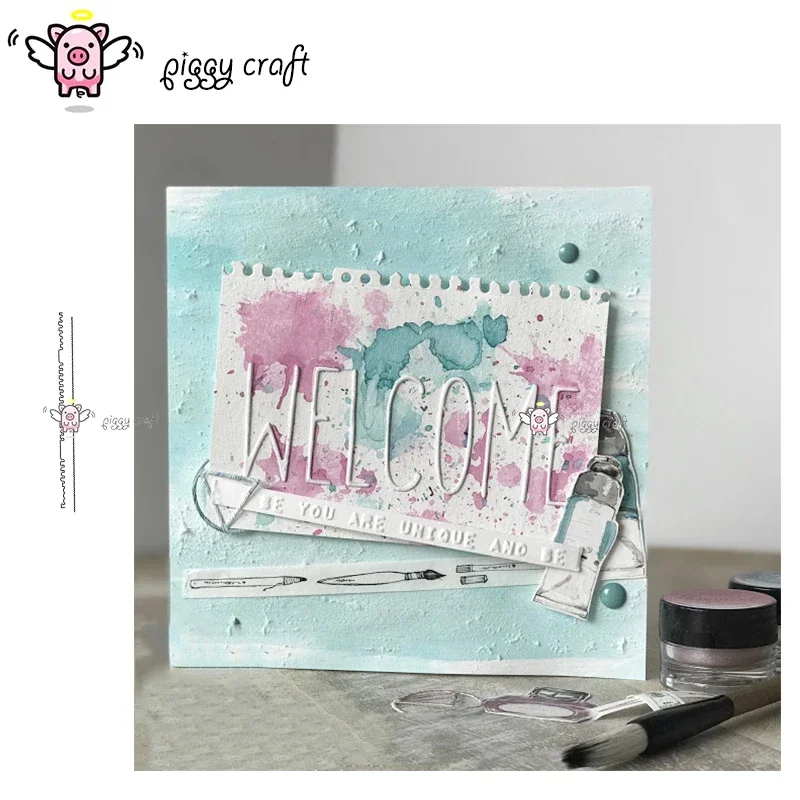 Piggy Craft metal cutting dies cut die mold 2Pcs Book label edge Scrapbook paper craft mold blade punch stencils dies