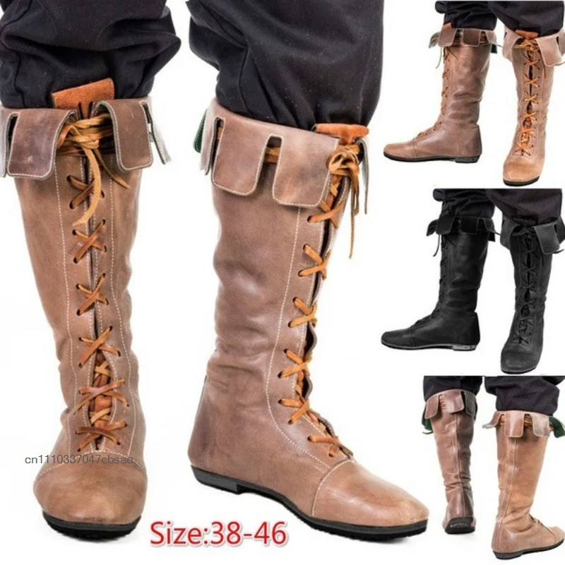 Unisex Medieval PU Leather Shoes Victorian Renaissance Middle Ages Ankle Boot tage Performance Themed Party Footwear Boots 2026