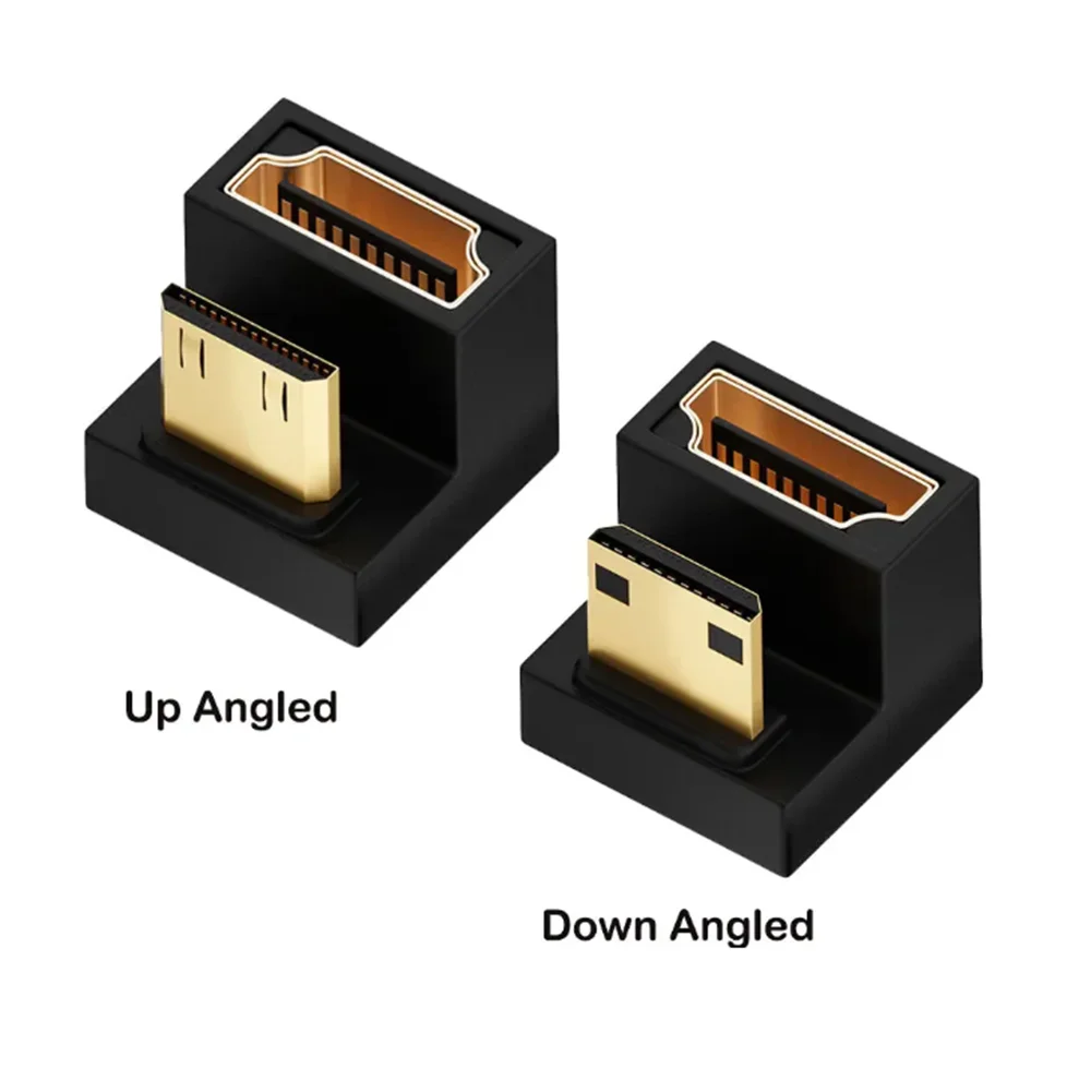 Mini HDMI เข้ากันได้กับชายกับ HDMI 2.1 หญิงอะแดปเตอร์ 360 องศา U-รูป Converter 4K 8K 60Hz