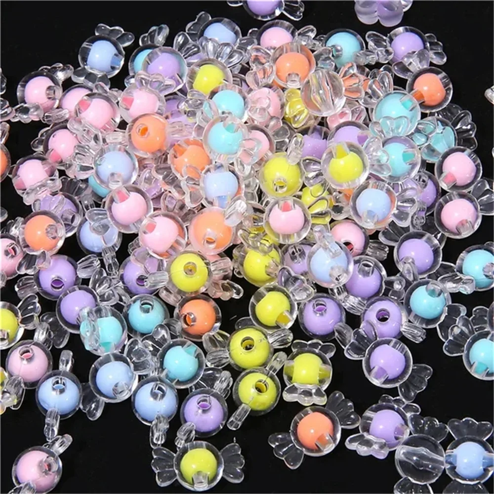 Clear Frosted Acrylic Candy Beads, bead in bead Loose Beads DIY Jewelry Accessories Handwoven Bracelet Beading Materials