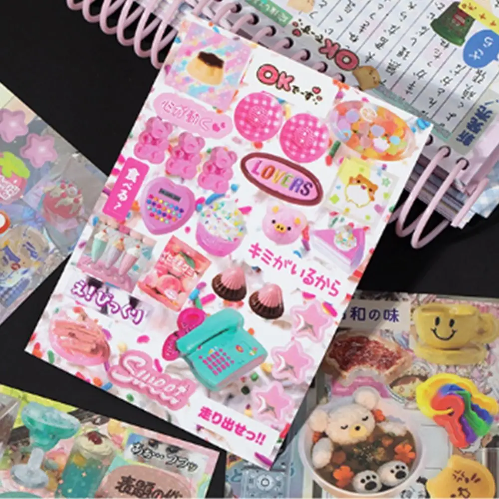 

45 листов Y2K стиль японские наклейки в стиле комиксов бумага с покрытием неповторвающиеся канцелярские наклейки DIY Декор уникальный дизайн