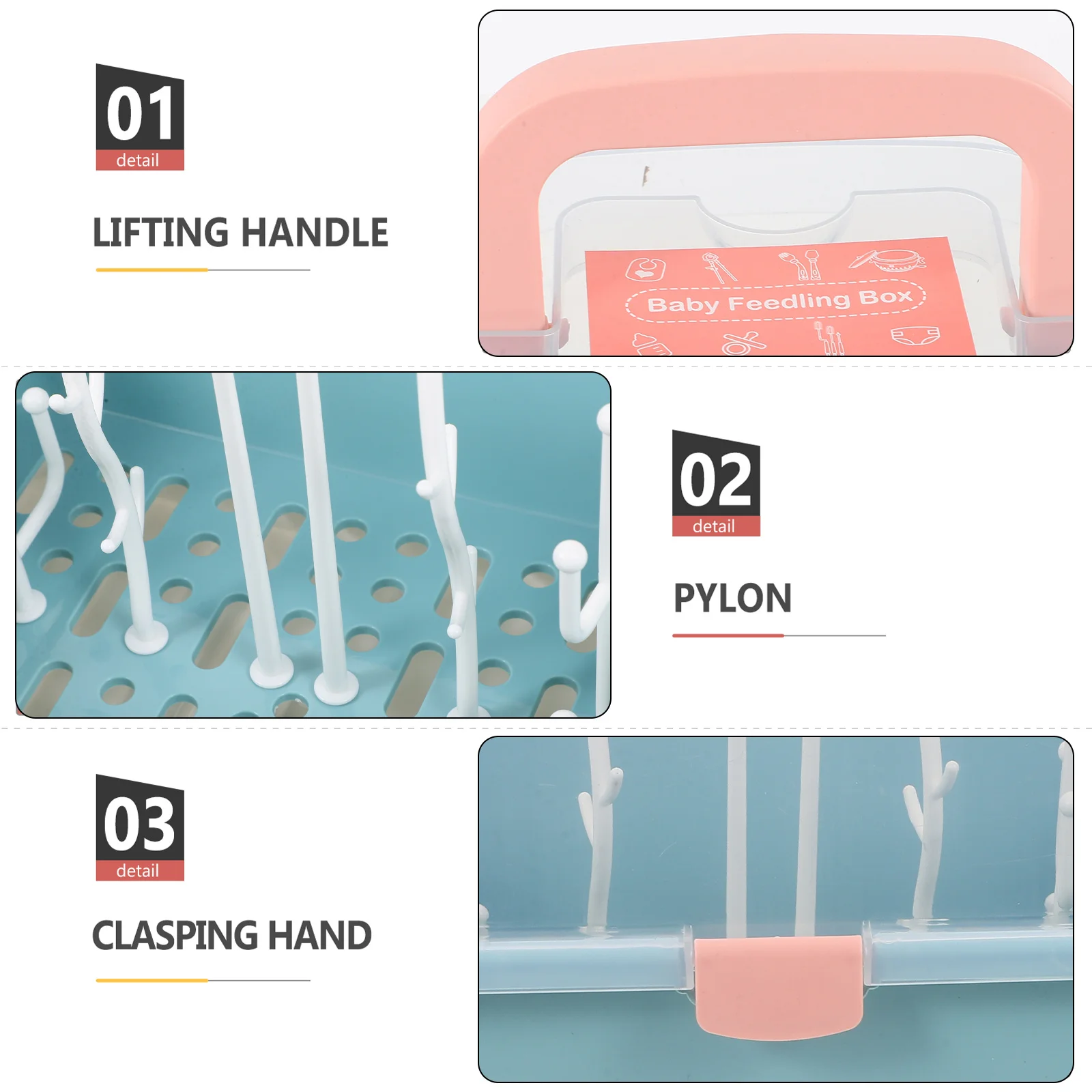 

Bottle Drying Box Storage Rack Organizer Durable Sturdy for Nursing Bottles Cutlery Feeding Supplies Pacifier Storage