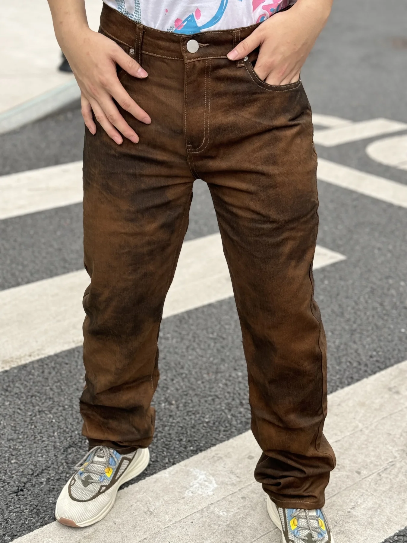 

High Street Men's Jeans Fashionable And Casual With A Fitted Waist And Wide Leg Design Best Selling Product Free Delivery