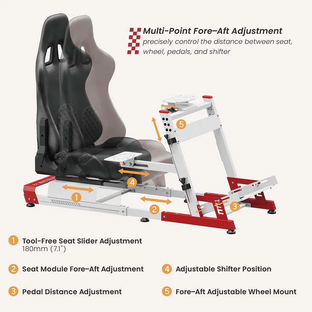 LRS12-BS02 Fully Adjustable  Simulator Cockpit With Seat Gear Shifter Mount Game Steering Wheel Sim Rig For  G920