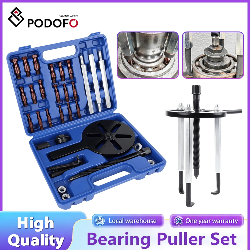 Podofo Kit d'outils extracteurs de roulements 21-en-1, extracteur à 3 griffes, outil de démontage de roulements, outil d'extraction de trous intérieurs