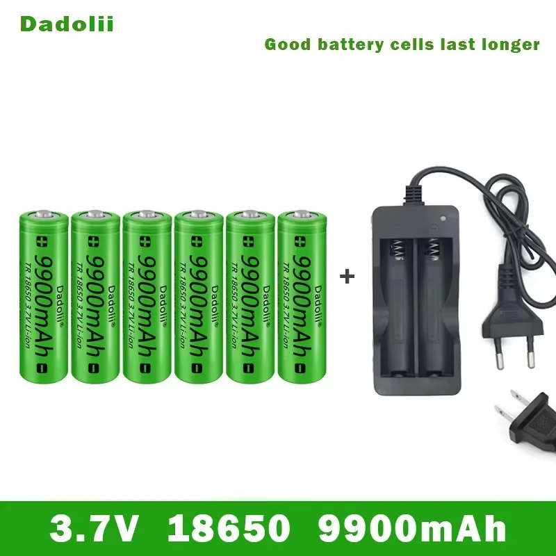 18650 Battery Rechargeable Battery 3.7V 18650 9800mAh Capacity Li-ion Rechargeable Battery For Flashlight Torch Battery+Charger