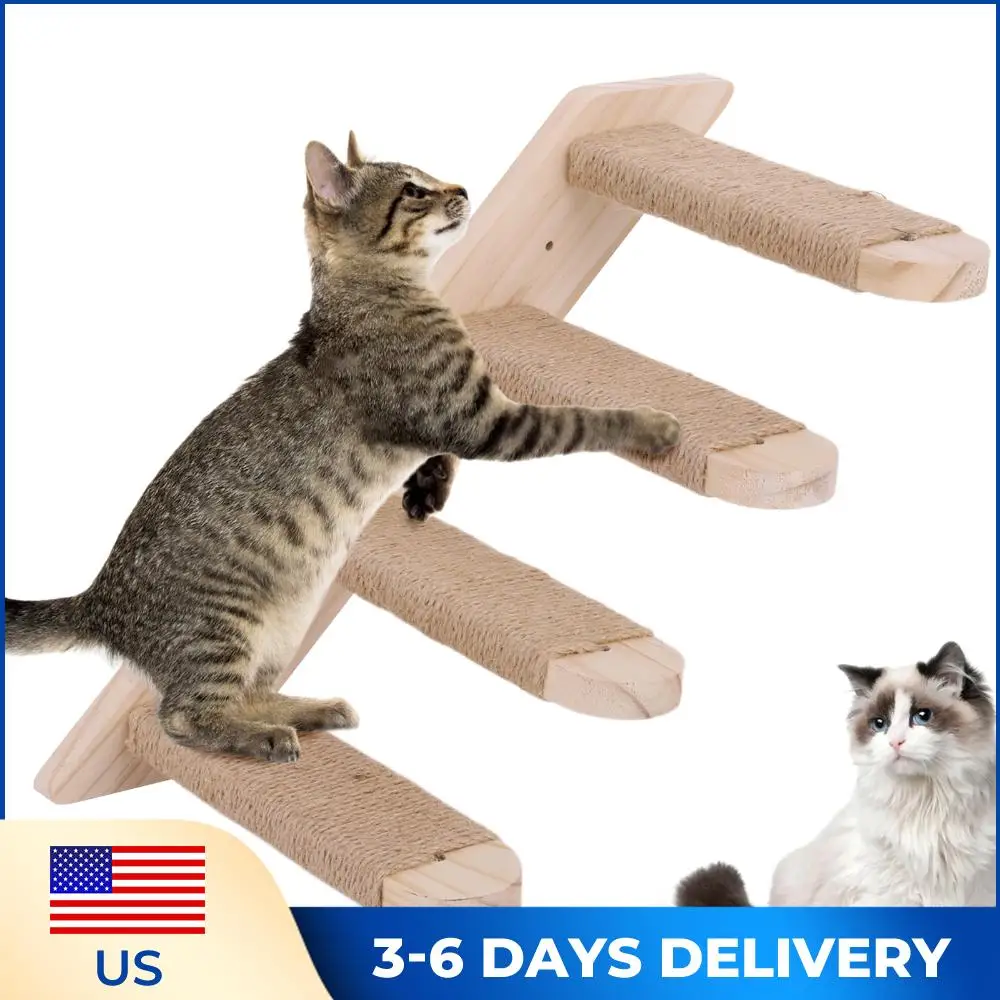 

Деревянная настенная полка-лестница для кошек, ступеньки для лазания, настенная лестница-переходник для кошек, полки-лежанки