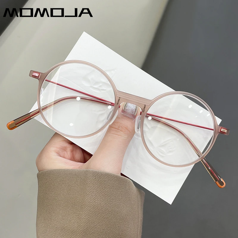 

MOMOJA Retro Round TR90 Titanium Alloy Glasses Frame For Men Ultra-light Trendy Optical Prescription Eyeglasses Frame For Women