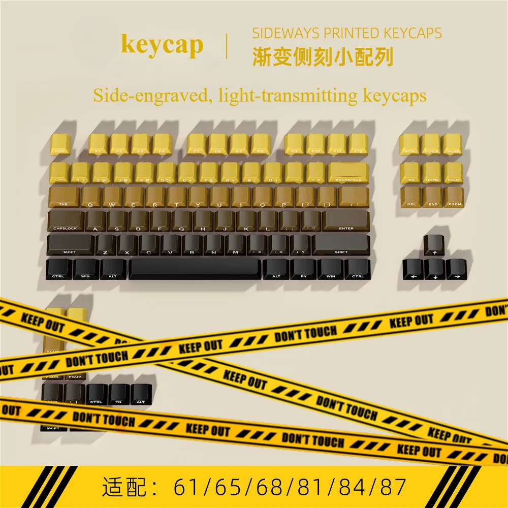 GEFENSI Personalized Gradient Color Side Engraved Translucent Keycaps Cherry PBT 101 Keys For 60/75/87 Mechanical Keyboard Keyca
