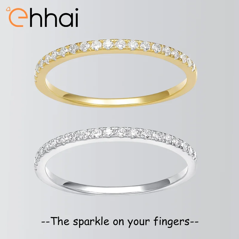 

Ehhai Certified D Color VVS1 2mm Round Moissanite Half Eternity Band Ring for Women Stackable Rings Wedding Fine Jewelry Gifts