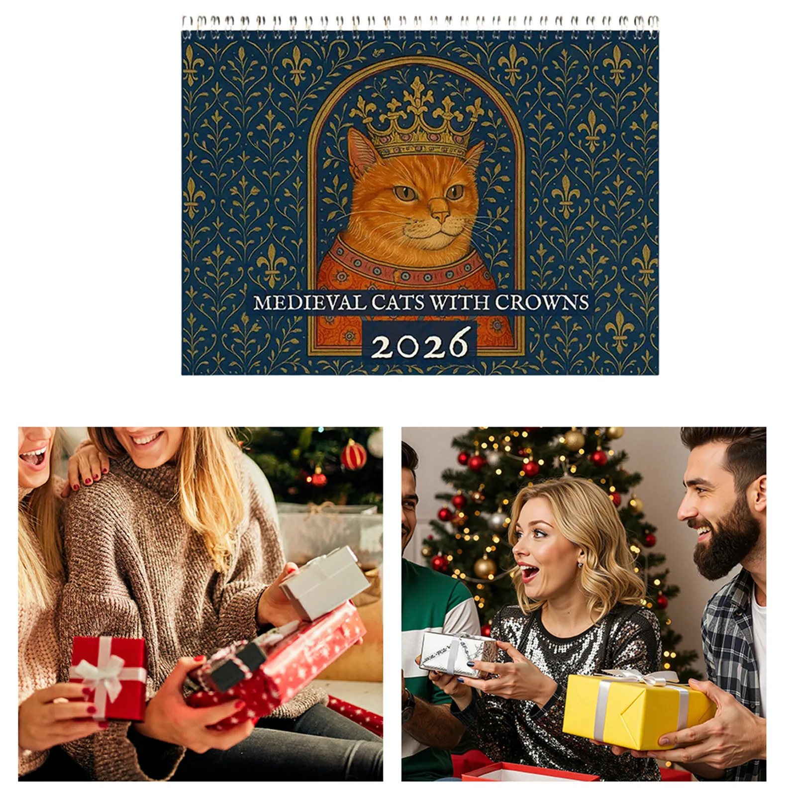 

Настенный календарь на 2026 в стиле Ренессанс, средневековый календарь с котом, календарь на 12 месяцев, подарок для любителей кошек