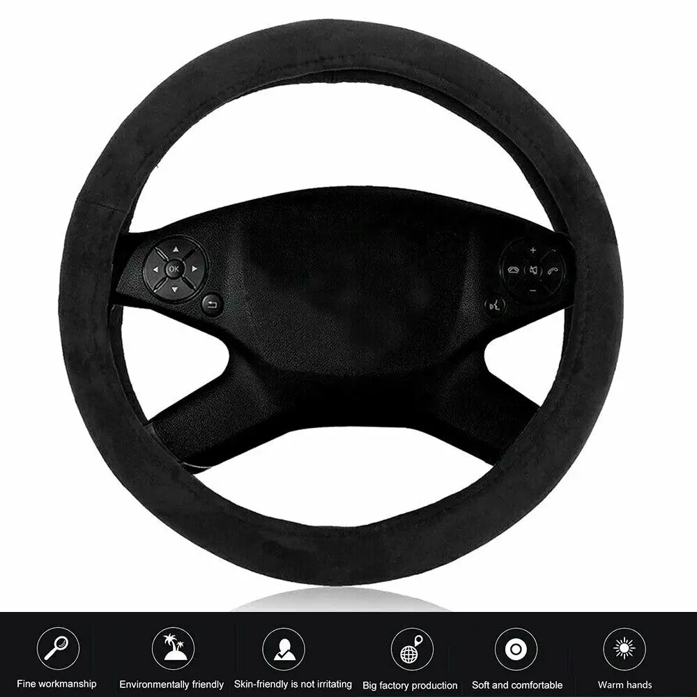 

12V Universal Steering Wheel Cover Anti-Slip High-Grade Suede Comfortable Sweat Absorbent Flexible Car Steering Wheel Heater
