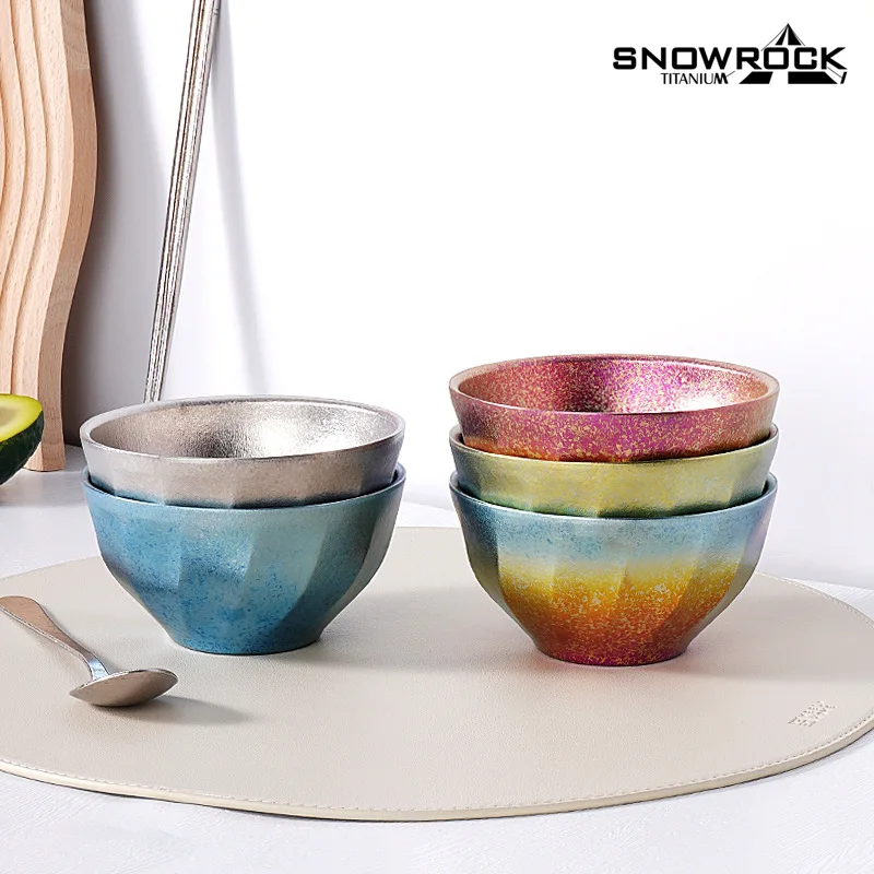 1PCS,12.2cm/350ml Pure Titanium Dinner Bowl/Laundry Bowl,Double-layer Hollow Insulated tableware,Lightweight for outdoor camping