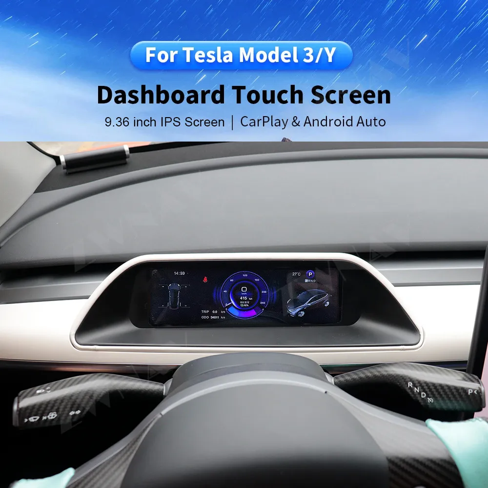 Per Tesla Model 3 Y Android Car Virtual Instrument Digital Cluster LCD Dashboard Display navigazione GPS per Tesla Mod