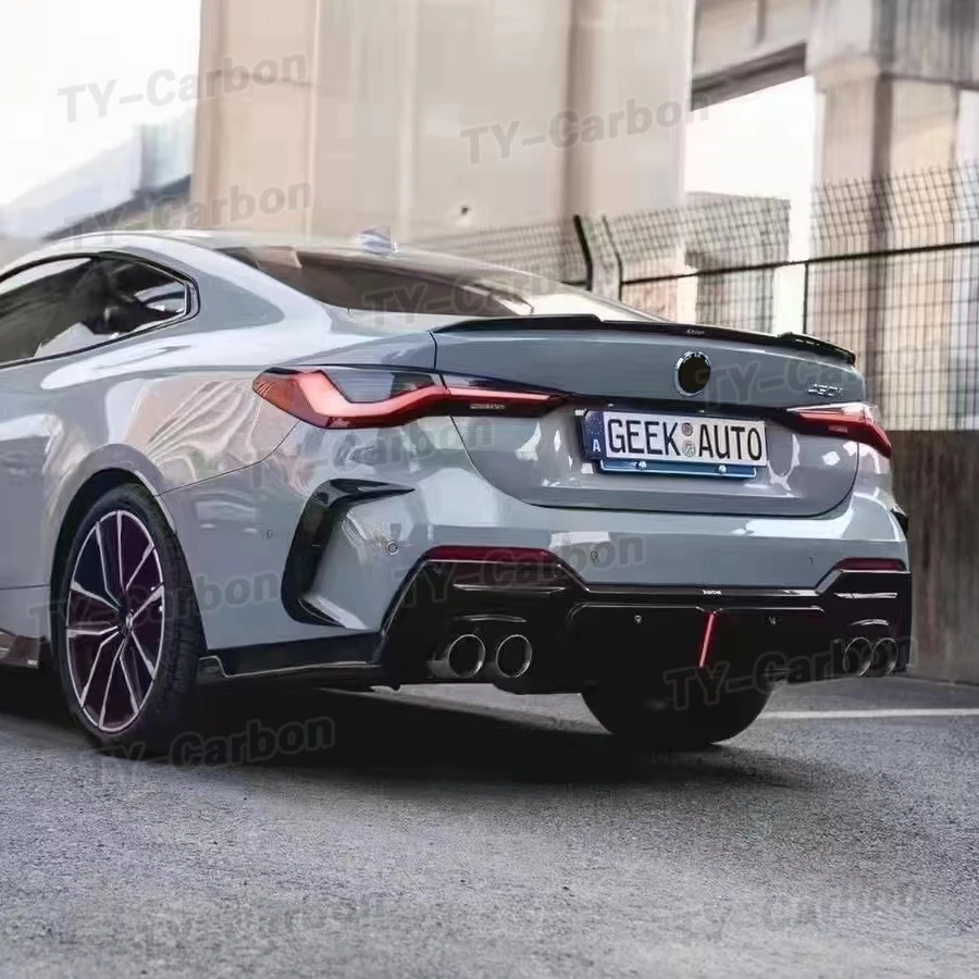 ل BMW 4 سلسلة G22 G23 425i 430i M440i M الرياضة ألياف الكربون المصد الخلفي الفاصل غطاء فتحة التهوية المفسد Canard ملصق 2021 +