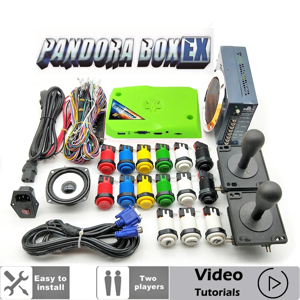 DIY Arcade Machine Cabinet Bundle, Original Pandora Box, EX 3300 Game Console Set HAPP Push Buttons, American 8 Way Joysticks