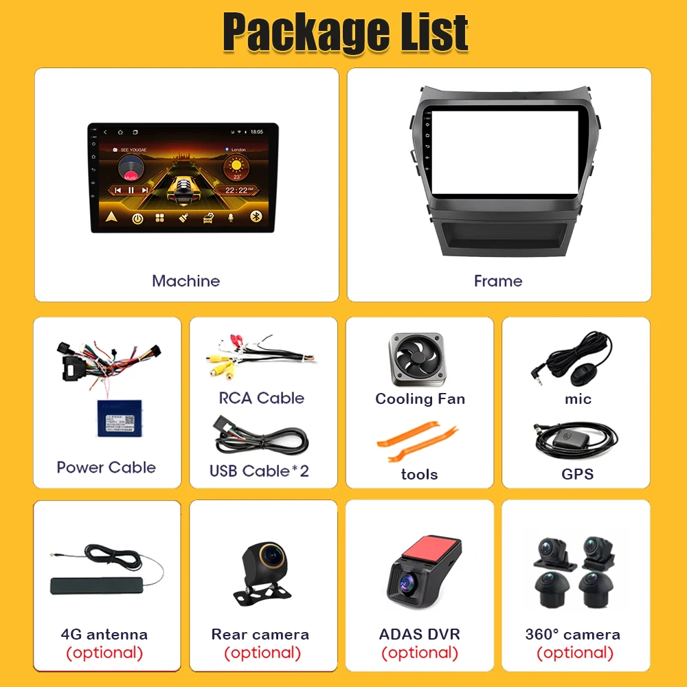 لشركة هيونداي سانتا في 3 2013 2014 2015 2016 أندرويد 15 ستيريو رئيس وحدة 2 الدين راديو السيارة مرآة ربط شاشة تعمل باللمس 8 الأساسية واي فاي لتحديد المواقع #6