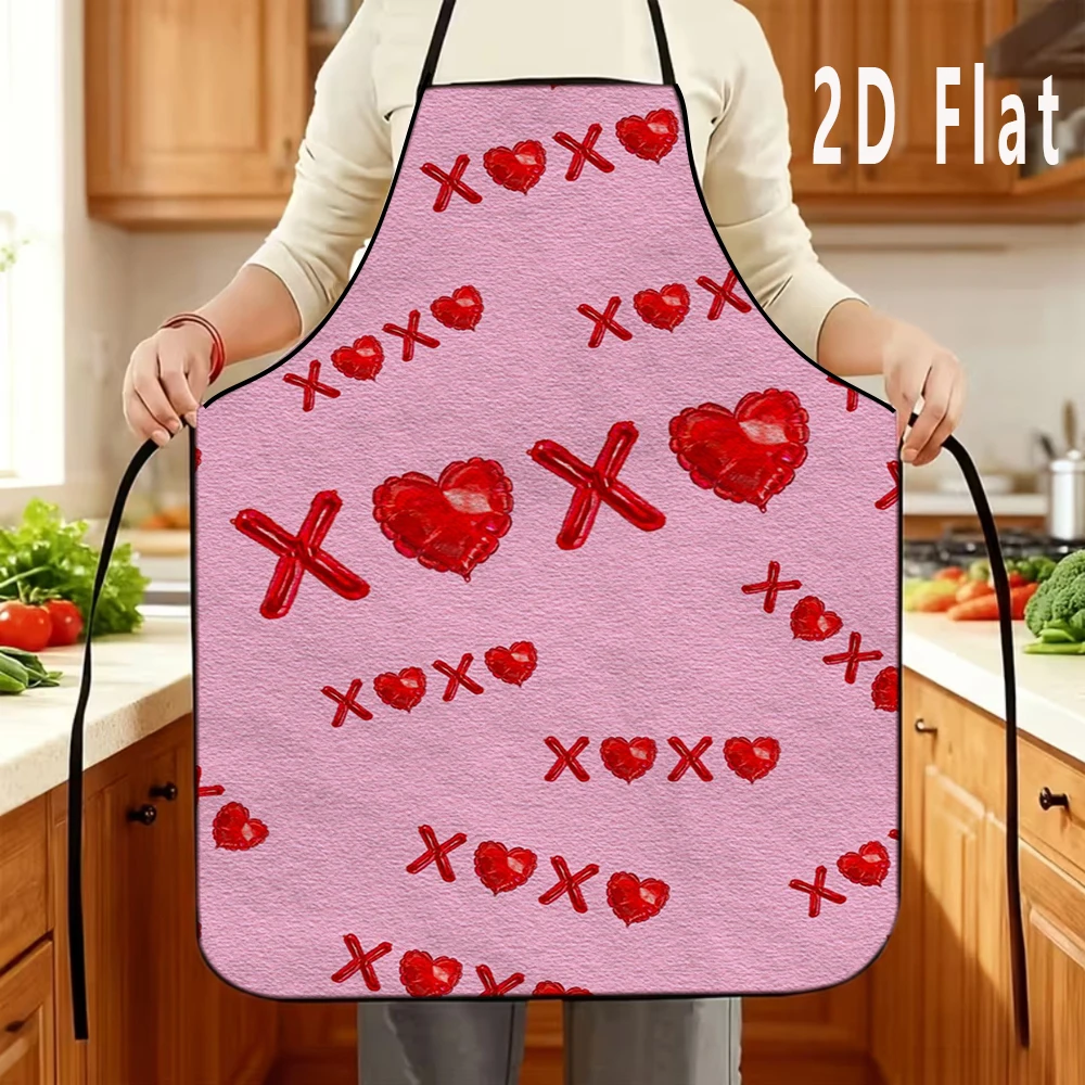 

1 шт. 2D плоский фартук с принтом креста в форме сердца, 60x80 см, кухонный фартук для ресторана, фартук для барбекю, прочный и легко чистится