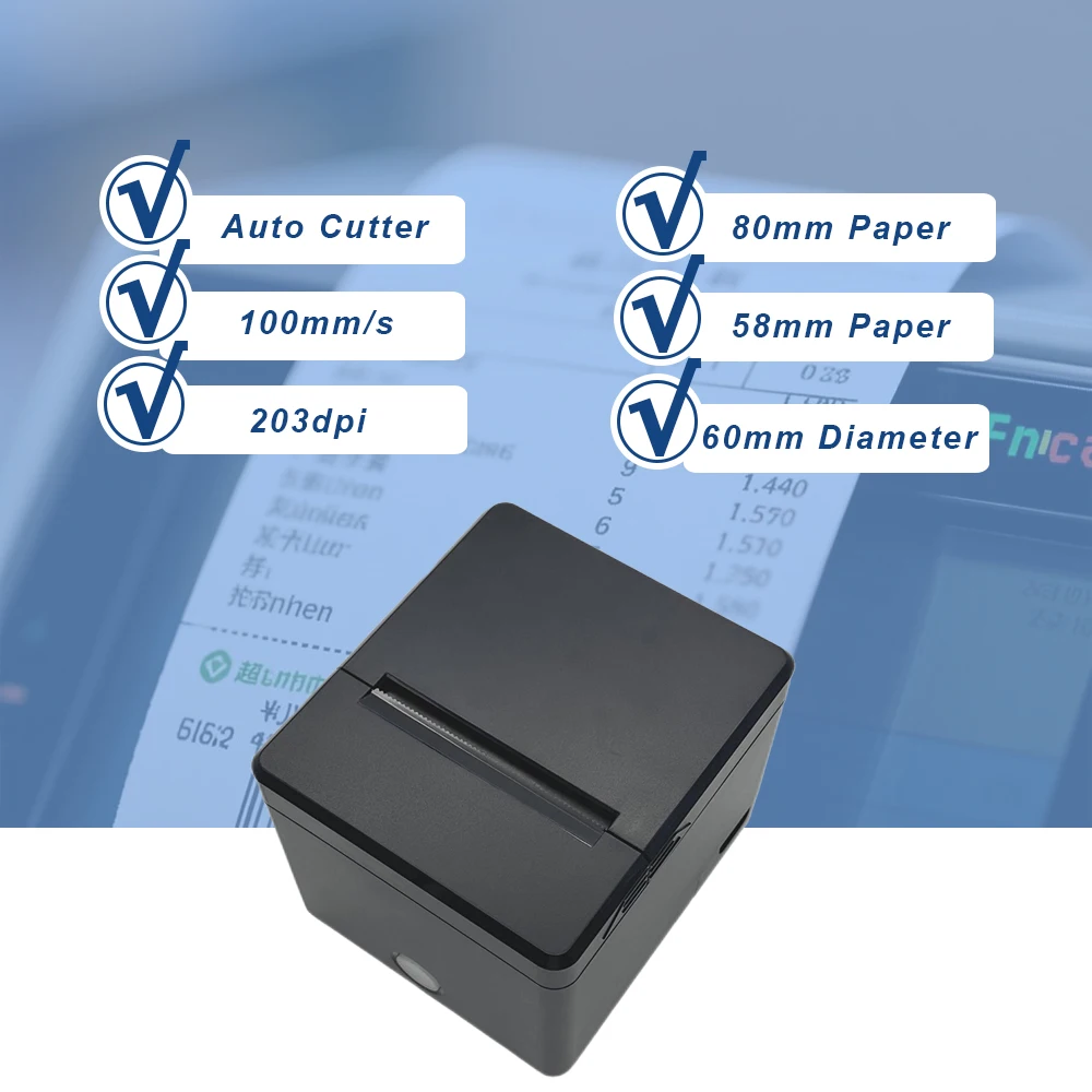 

80mm Desktop Thermal Receipt Printer for Retail Wireless Bluetooth Bill Printing Machine with Auto Cutter and Cash Drawer
