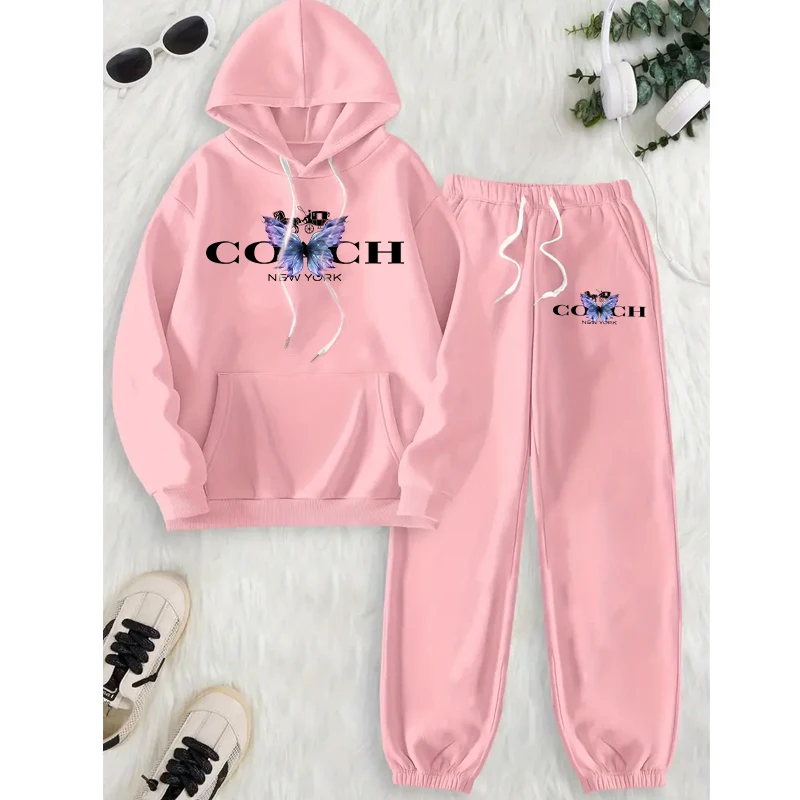 Women's Clothing Design O-Neck Hoodie+Pants2 Piece Set Outfit Training Sportswear Woman Outdoor Gym Fashion Workout Jogging Suit