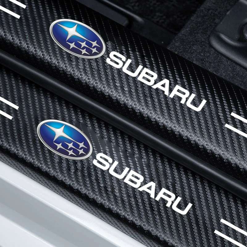 1/4/5/8/9 pièces seuil de porte de voiture plaque de protection décor autocollant en fibre de carbone pour Subaru WRX Forester Outback Crosstrek Legacy Impreza Levorg