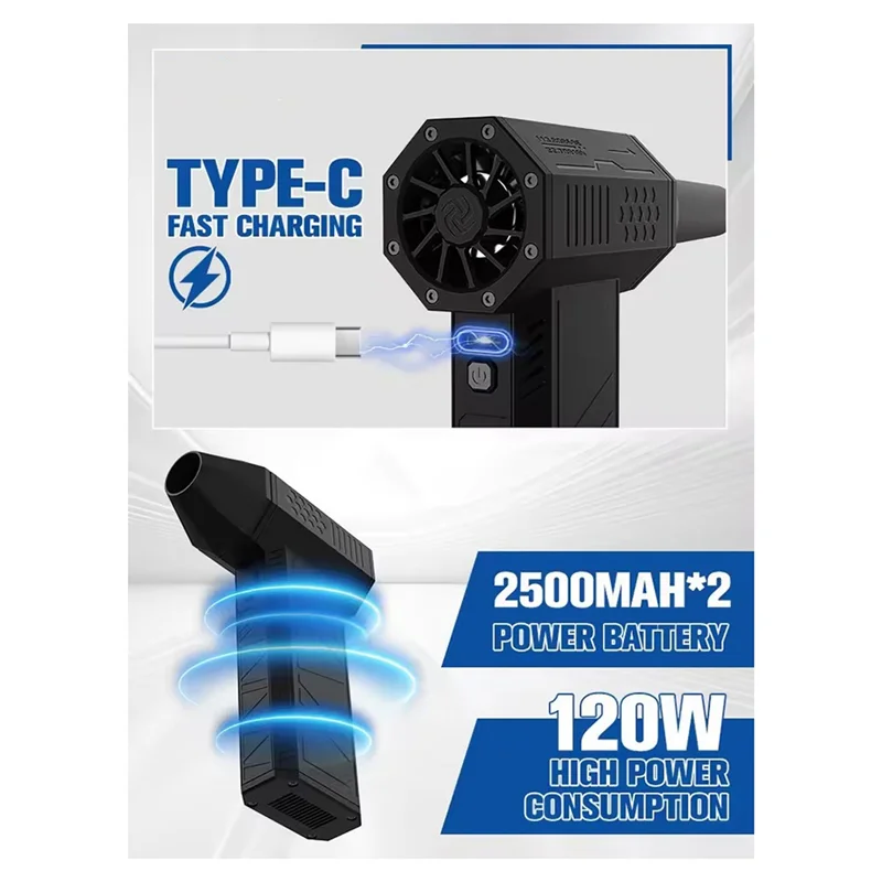 TAIGH-X3 Mini Violent Fan 110000RPM Electric Air Duster With 1 Nozzles Super Fan Air Blower Keyboard Cleaning Tools