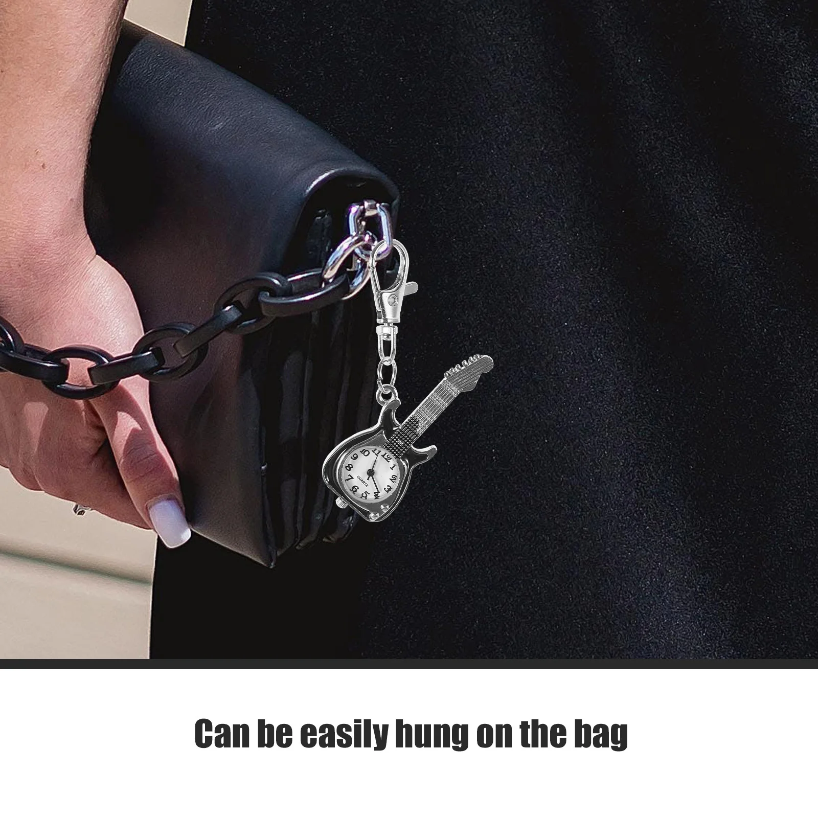الرجعية الكوارتز الغيتار ساعة الجيب المفاتيح حقيبة للحمل قلادة خمر كليب على قلادة للجنسين ساعة ملحق لطيف المفاتيح #1