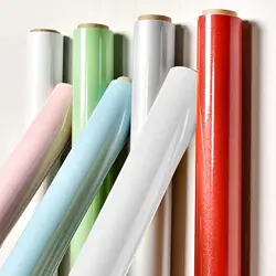 Vinyl Wall Solid Color Shiny Wallpapers Self-adhesive Decor Stickers Kitchen Cupboard Refrigerator Desktop Renovate Modern Film