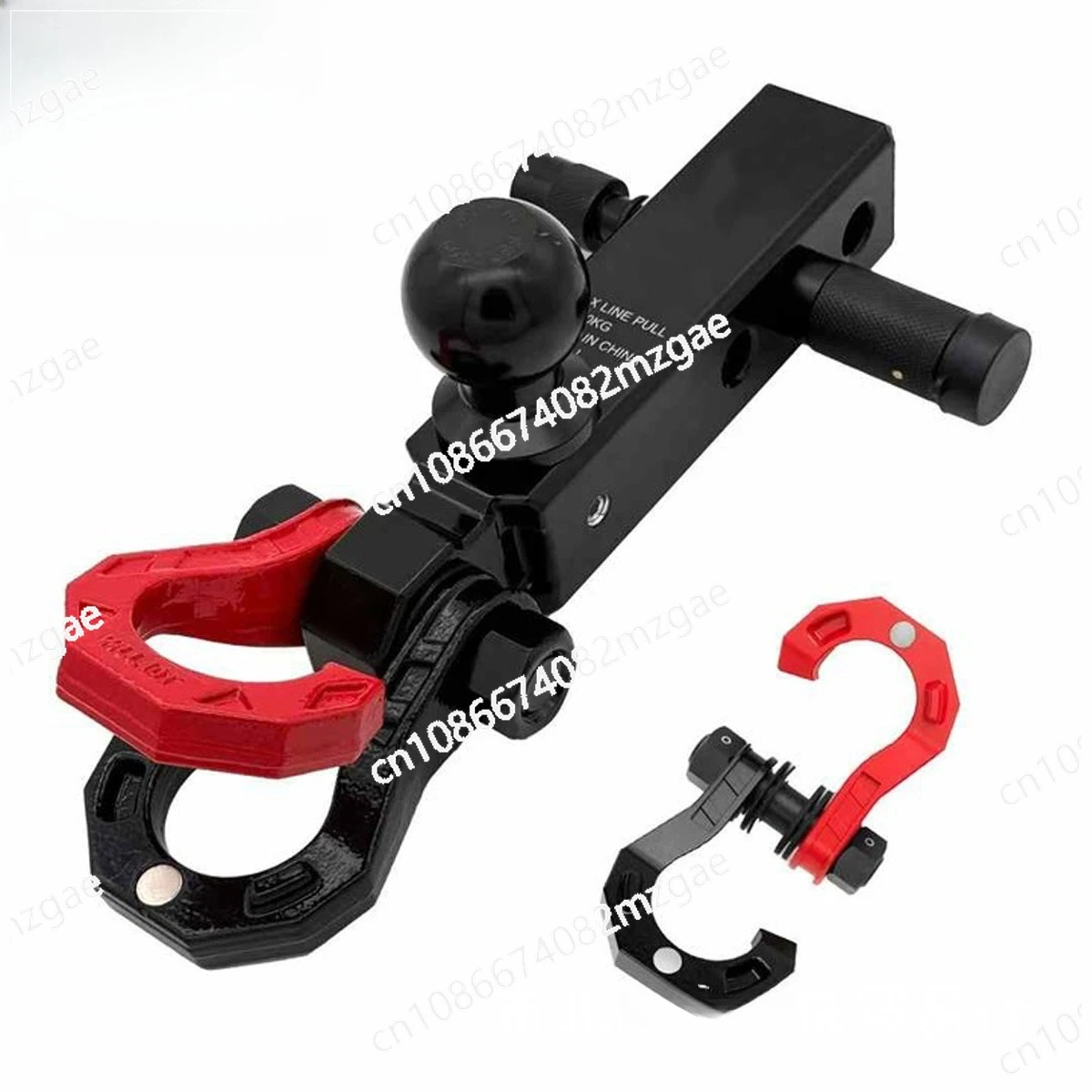 

Quick-Connect Off-Road Trailer Hook - Dragon-Phoenix Split Shackle & 3-Hole Black Chrome Tow Ball for Vehicle Recovery