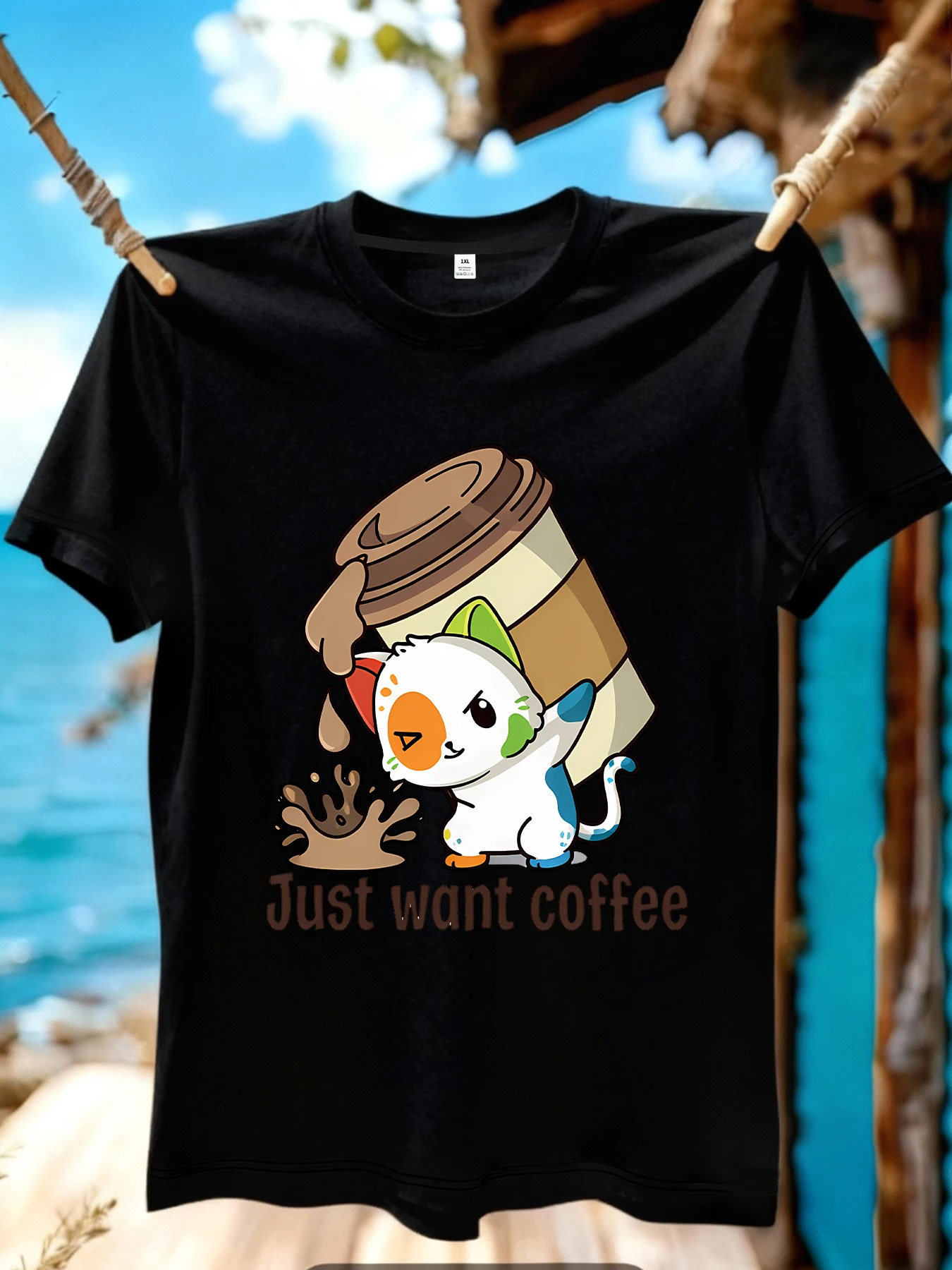 

【JYDX1175】Женская футболка с круглым вырезом и принтом кофе, больших размеров, летняя повседневная уличная модная женская футболка с коротким рукавом в стиле Джокер