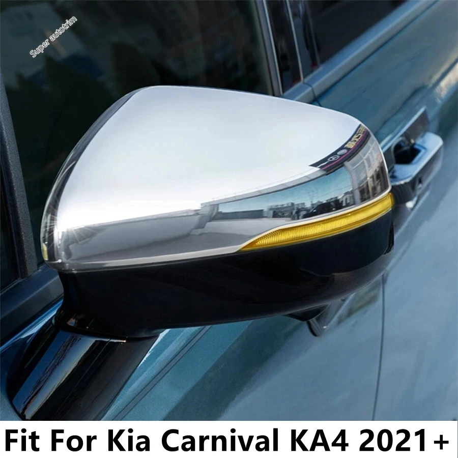 

Car Rearview Mirror Cap Shell Decoration Cover Trim ABS Chrome / Carbon Fiber Accessories Fit For Kia Carnival KA4 2021 - 2024