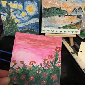 2 Sets Mini Canvas Panel Wooden Easel Sketch Pad Settings for Painting Crafts Drawing Gift Art Supplies 7 Main Sales Automotive Easel - №5